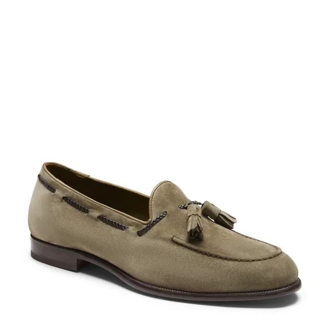 F.lli Rossetti Brera mocassino suede muschio nappine