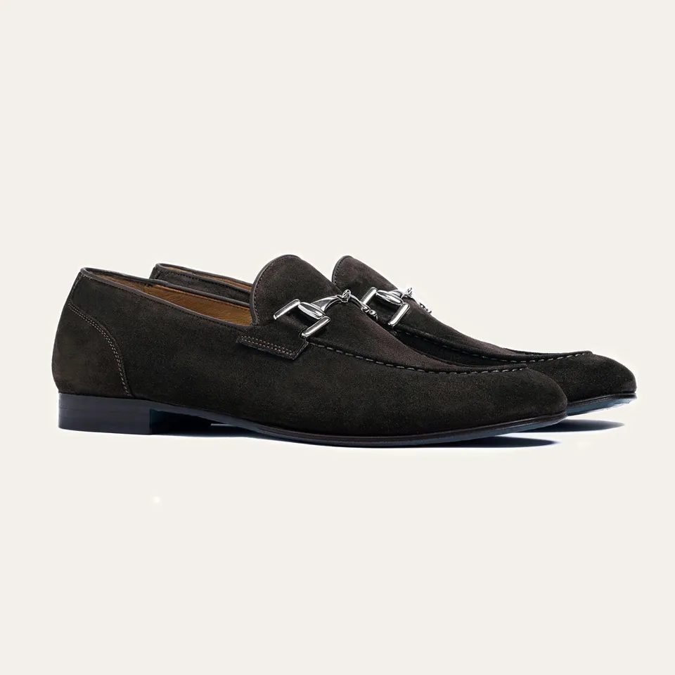 Dellovo Baia mocassino camoscio cachemire-mokka cuoio