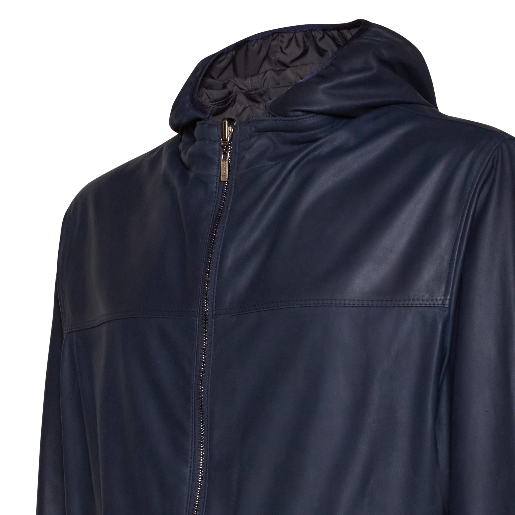 F.lli Rossetti 99772 giubbino uomo blu pelle reversibile cappuccio