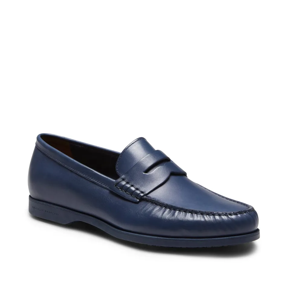 F.lli Rossetti 13305 Mocassino Pelle Uomo Blu Marine Fondo Gomma