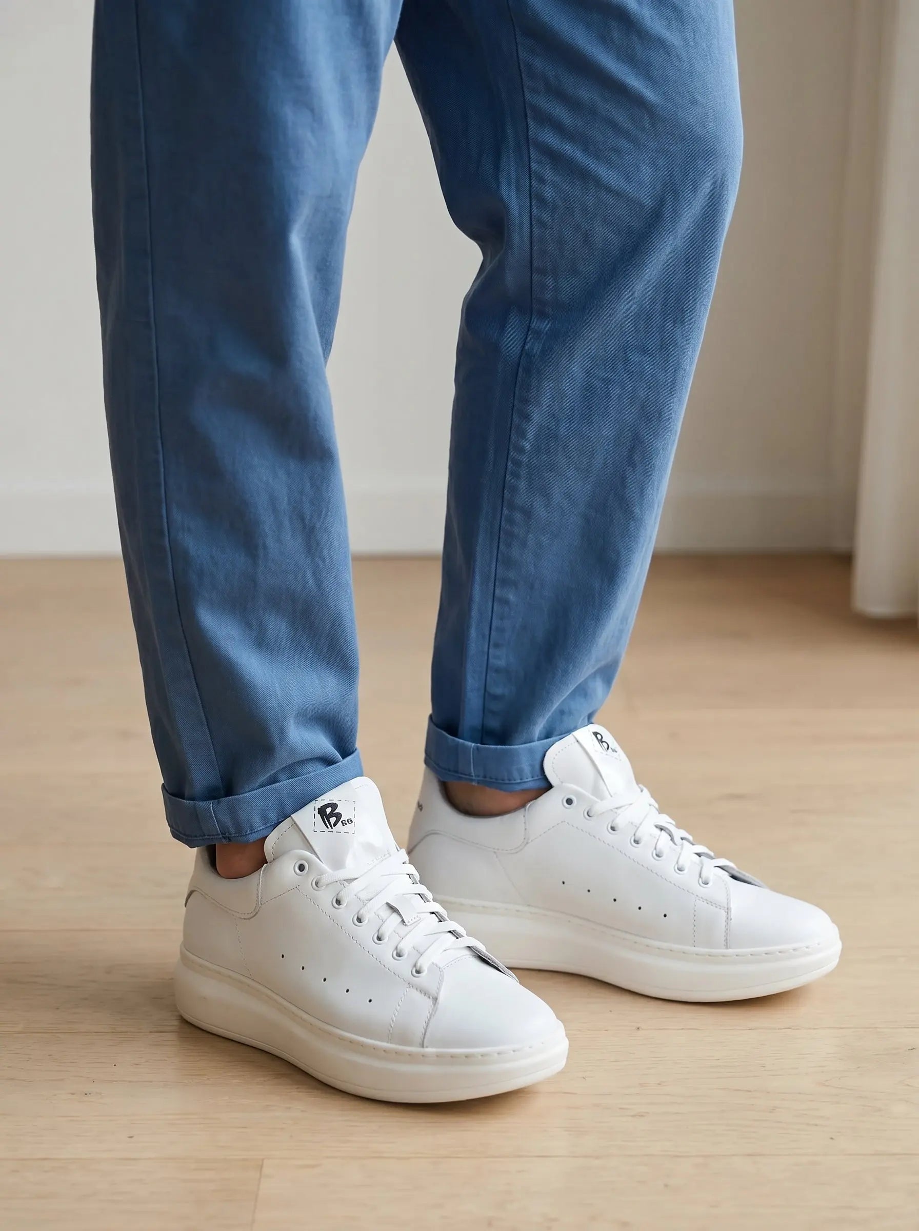 Sandro Barbera B68 Iconic White sneakers bianche pelle vera