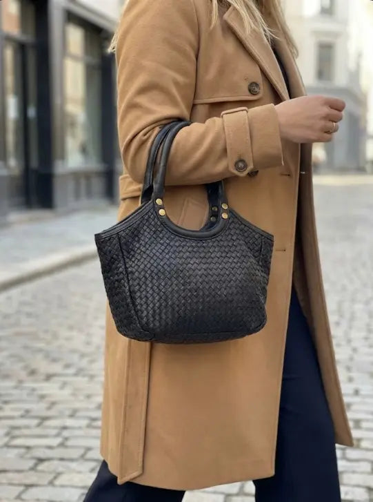 Sandro Barbera BAHD49854 Borsa Mano Pelle Nera Intrecciata