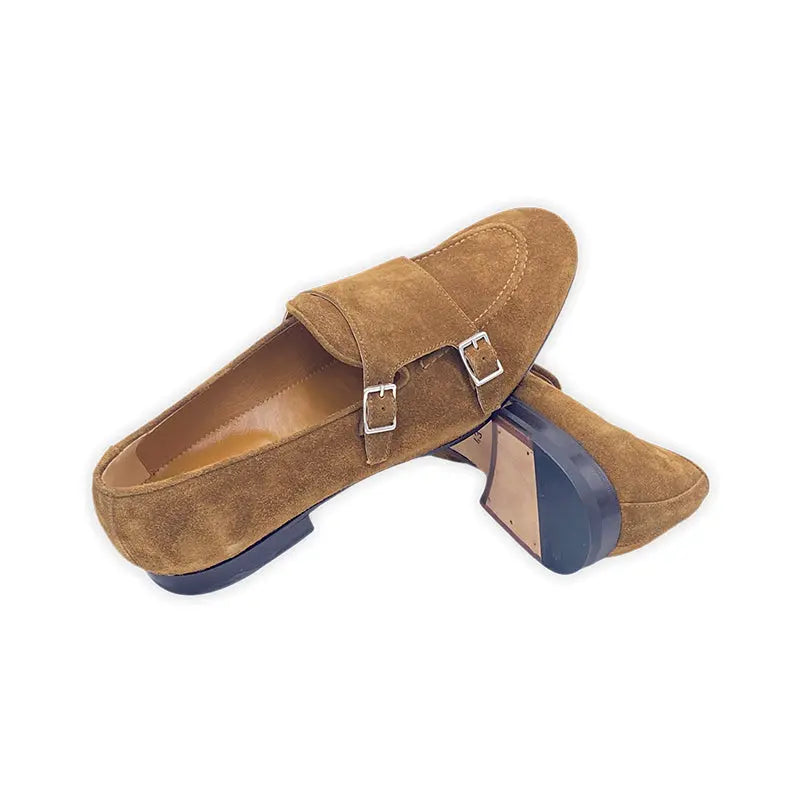 Sandro Barbera Fibbie 1087 slip monk mostarda camoscio