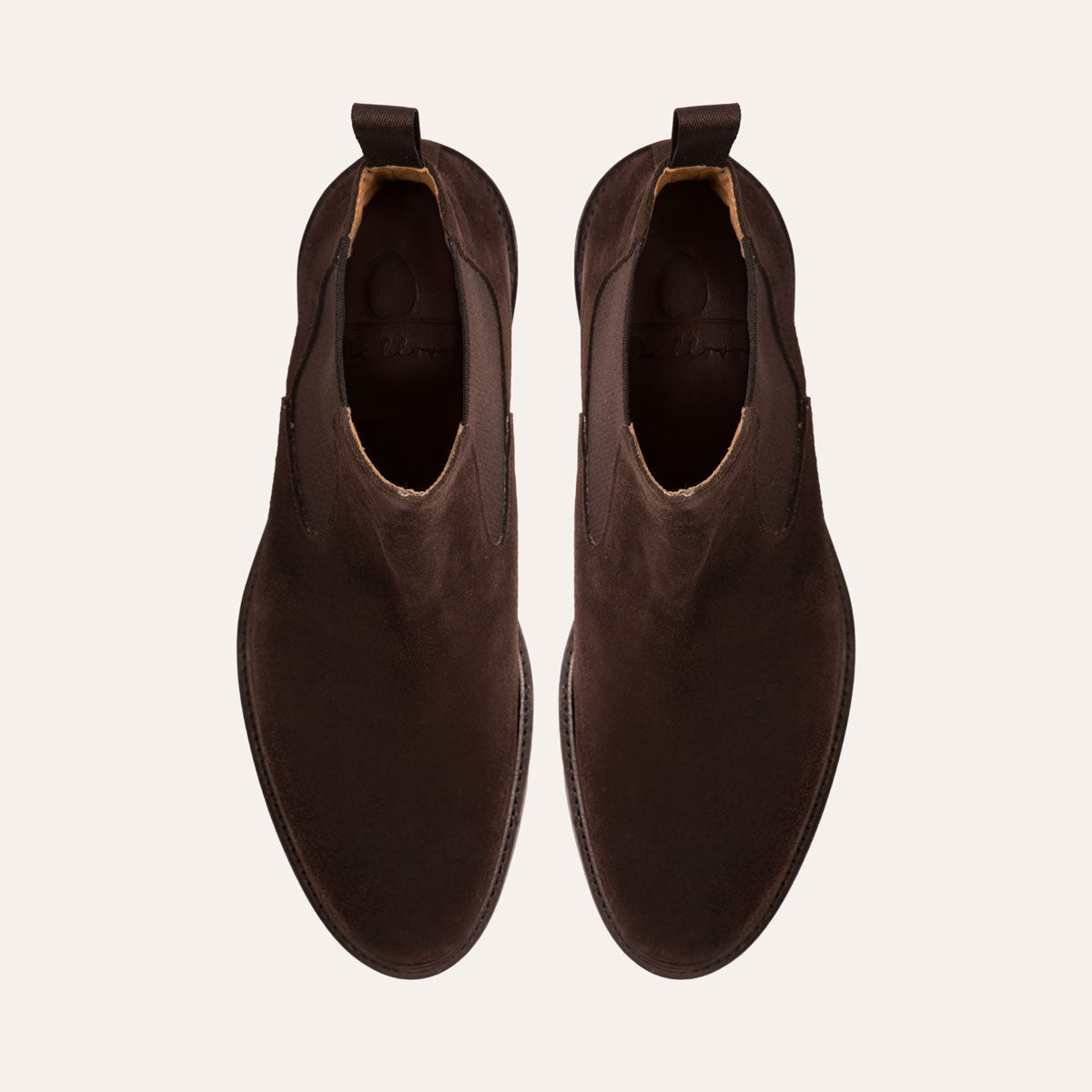 Dellovo Tarsia chelsea boot uomo testa di moro camoscio