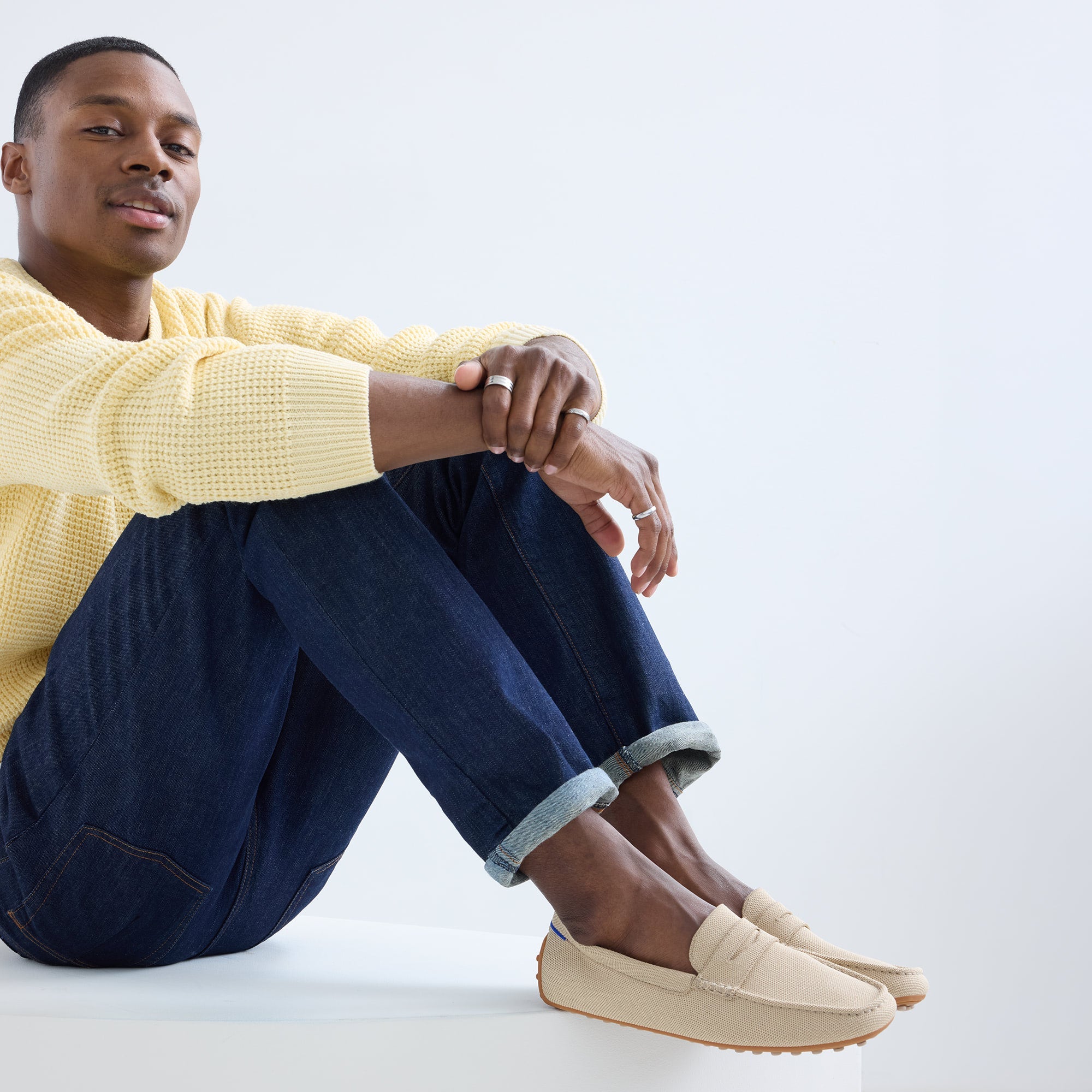Rothy's The Men's Driver mocassino uomo Shore beige knit
