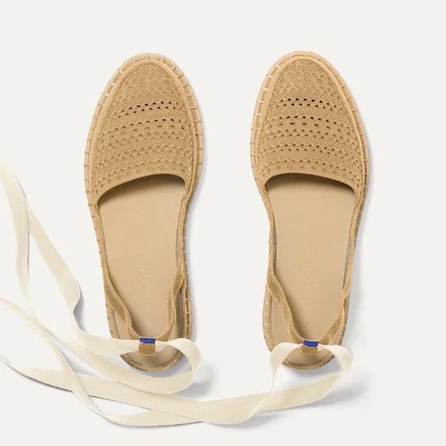 Rothy's D'Orsay Espadrille ballerina Camel Crochet traforata