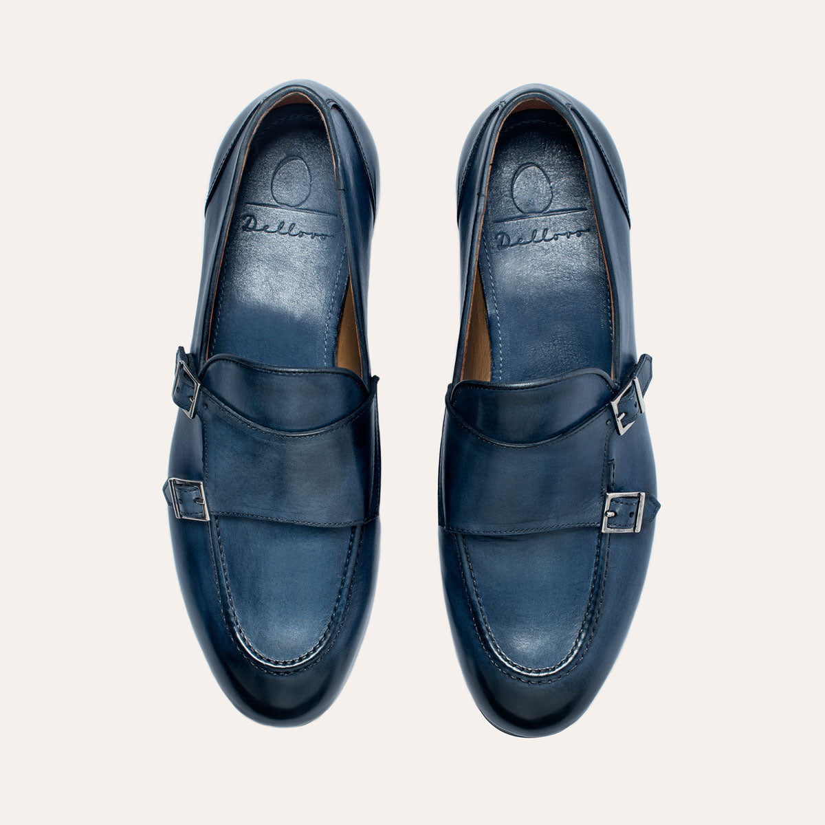 Dellovo Marechiaro Monk Strap Uomo Azzurro Fibbia