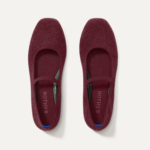 Rothy's The Max Square Mary Jane ballerine ReVelvet Syrah bordeaux