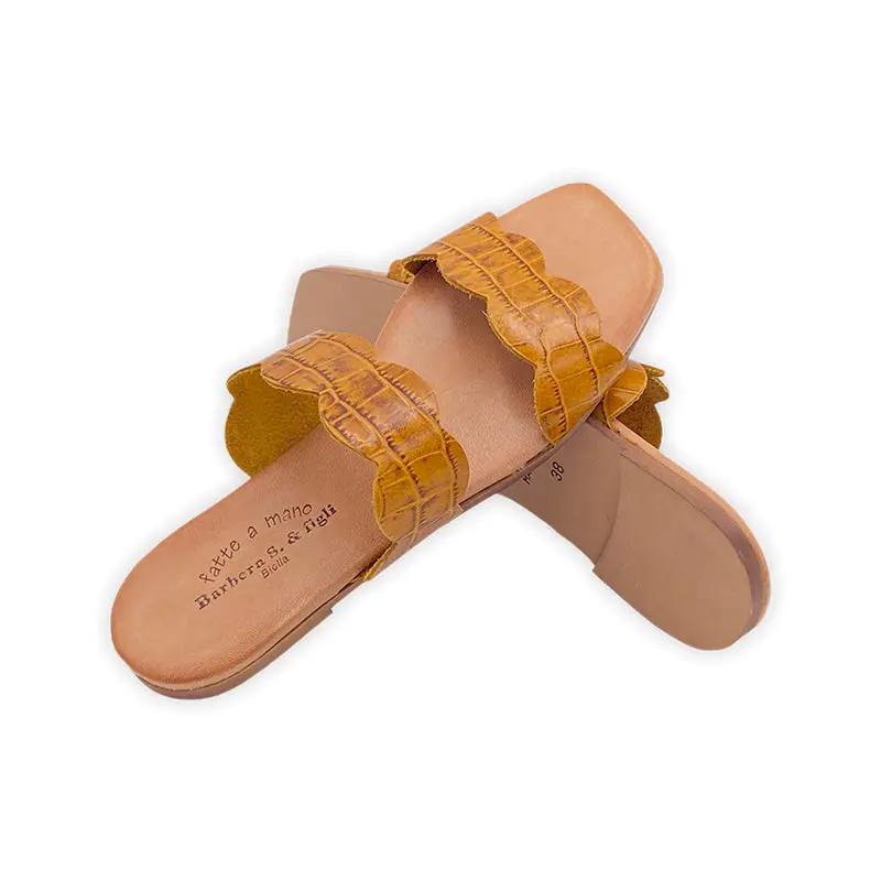 Sandro Barbera 242 Sandalo Donna Ocra Cocco Pelle