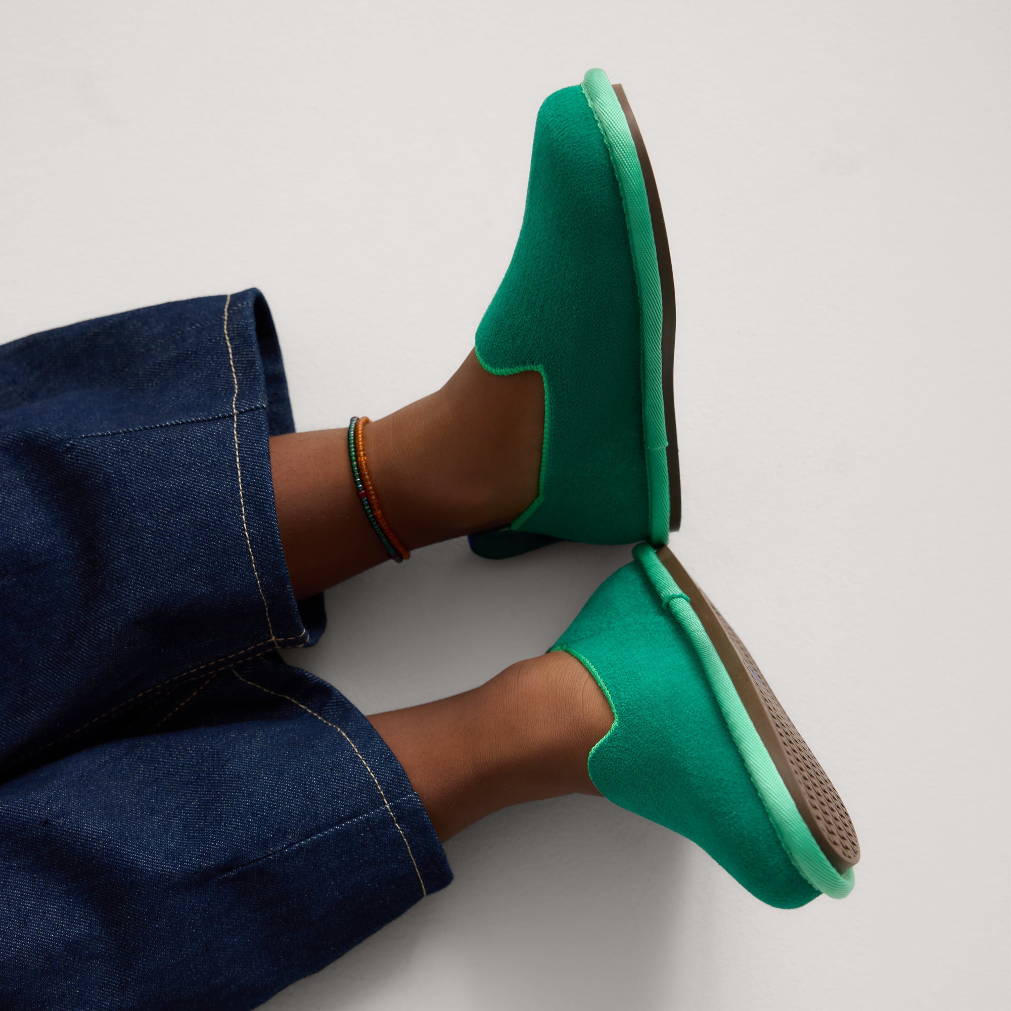 Rothy's Mini Loafer mocassini bambino verde peapod velluto