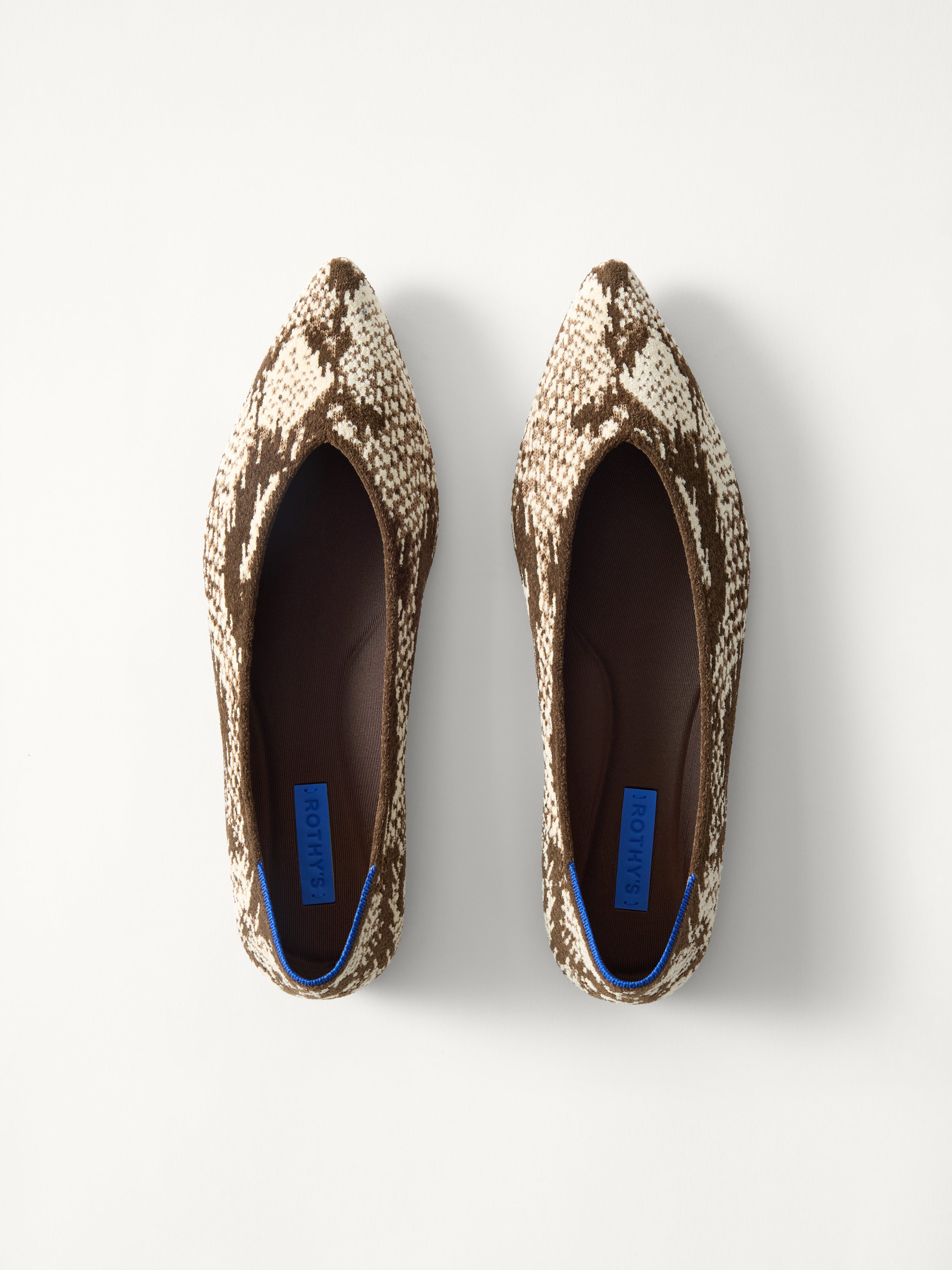 Rothy's The Point III ballerine ReVelvet Brown Python pitonate