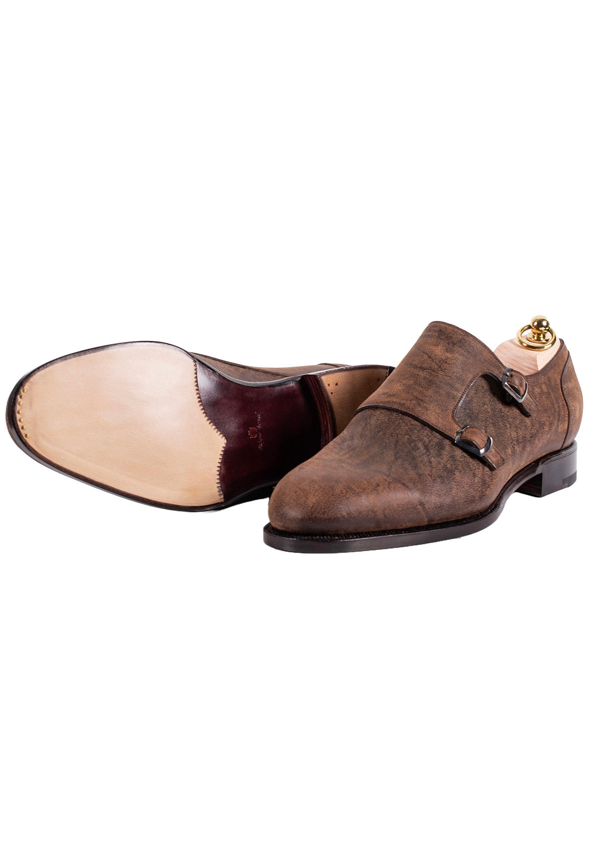 Stefano Bemer Monks C2340 scarpe double monk tabacco kudu