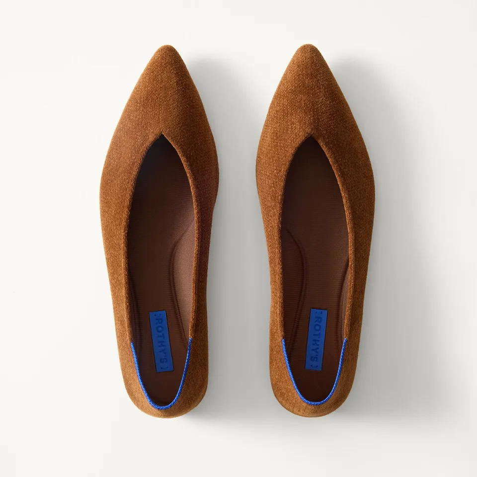 Rothy's The Point III ballerine ReVelvet Russet marrone caldo