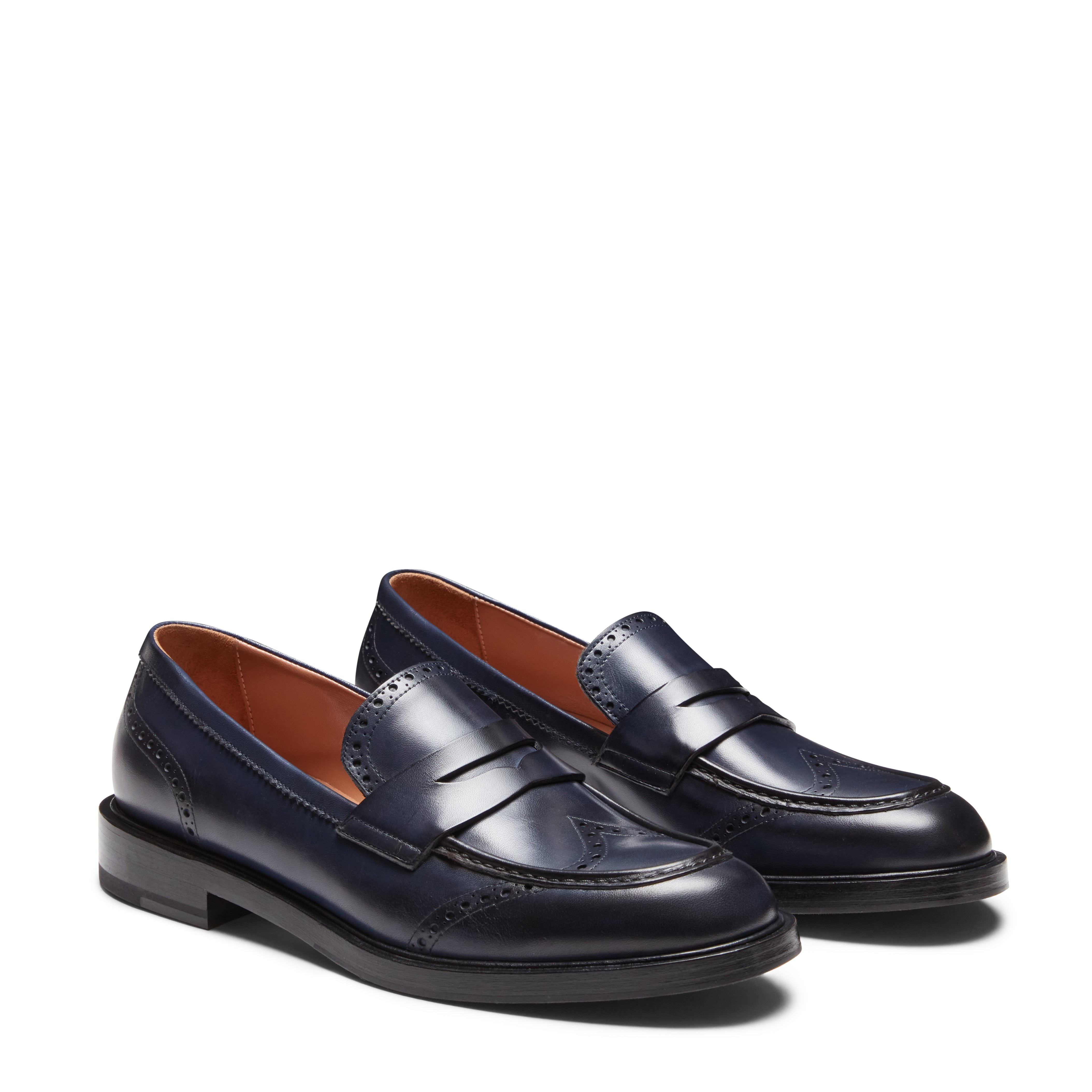 F.lli Rossetti mocassino donna navy pelle bicolore suola cuoio