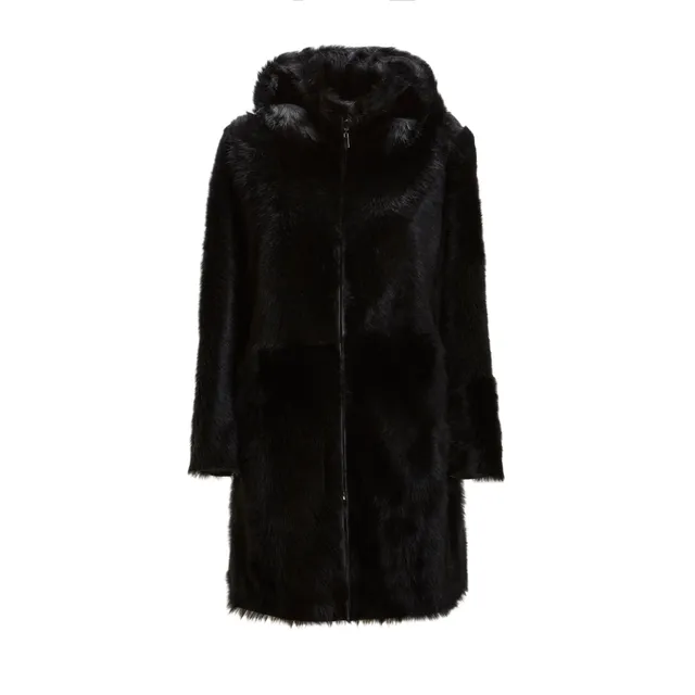 F.lli Rossetti 98413 Cappotto Shearling Nero Pelo Lungo