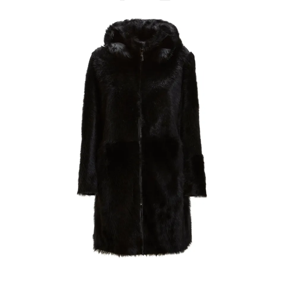 F.lli Rossetti 98413 Cappotto Shearling Nero Pelo Lungo