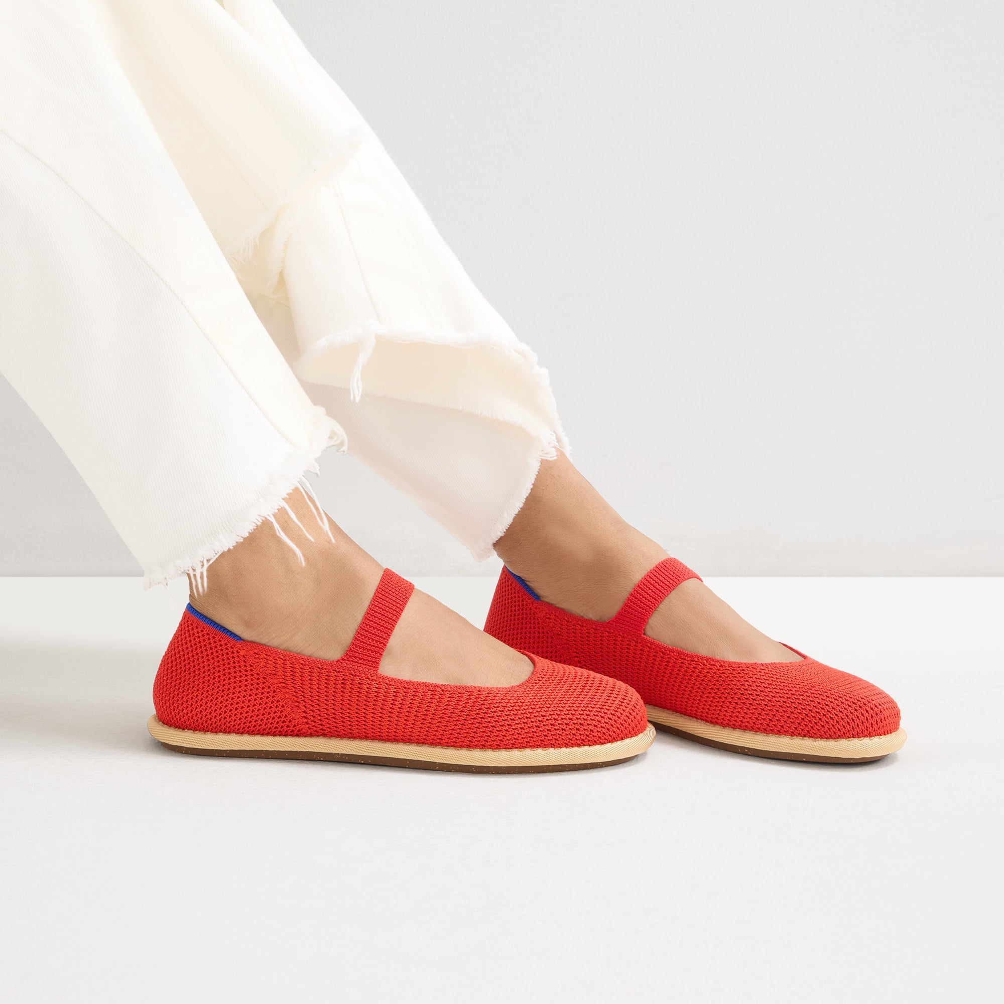 Rothy's The Cruiser Mary Jane ballerine rosse Poppy Raffia