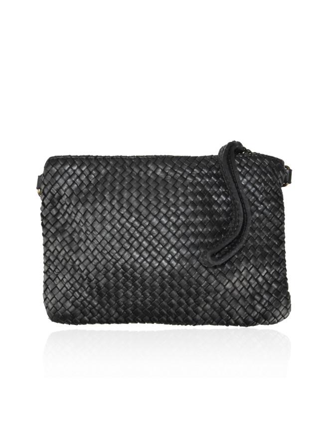 Sandro Barbera BAAY24826 pochette pelle intrecciata nera zip