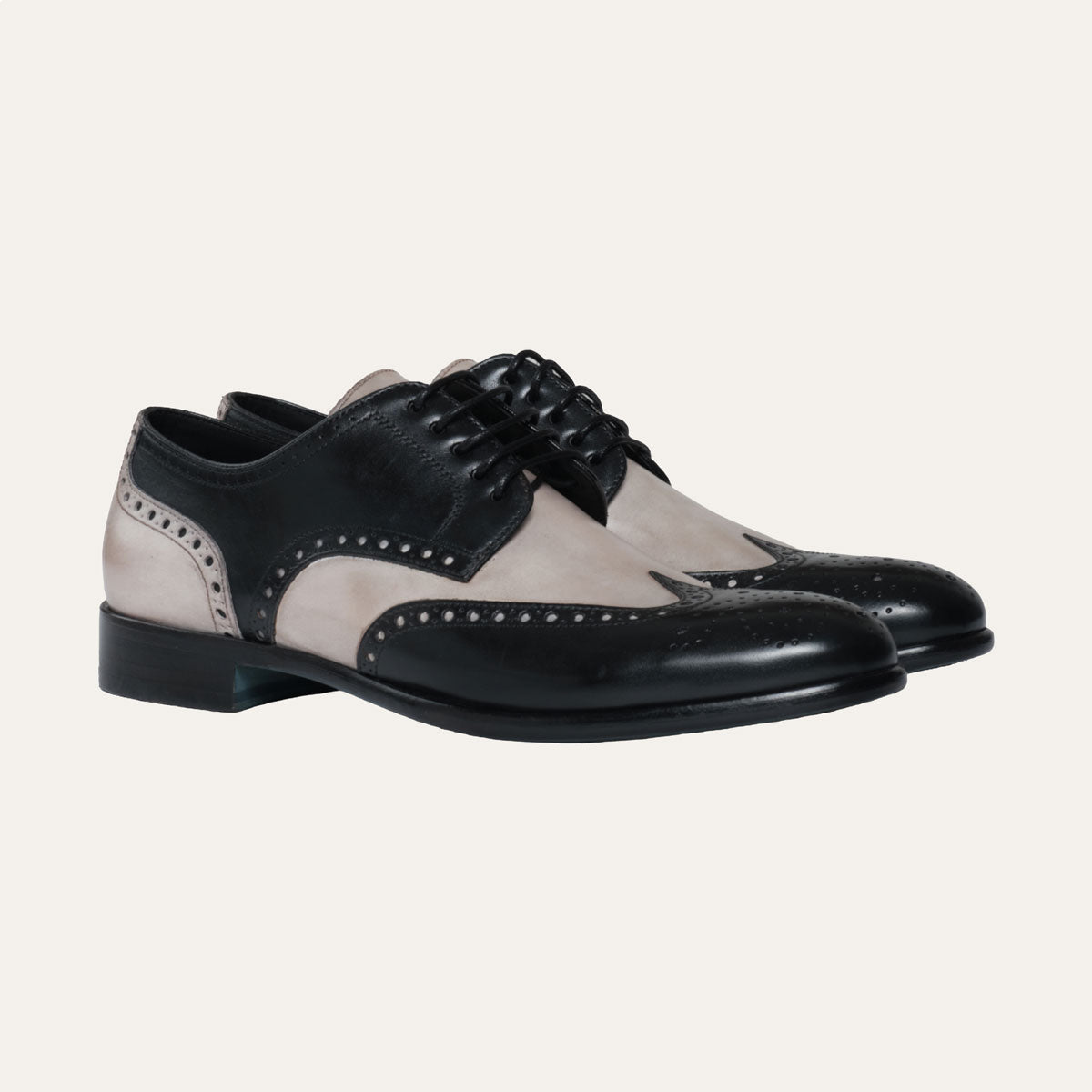 Dellovo Sansevero derby uomo tan bluette bicolore