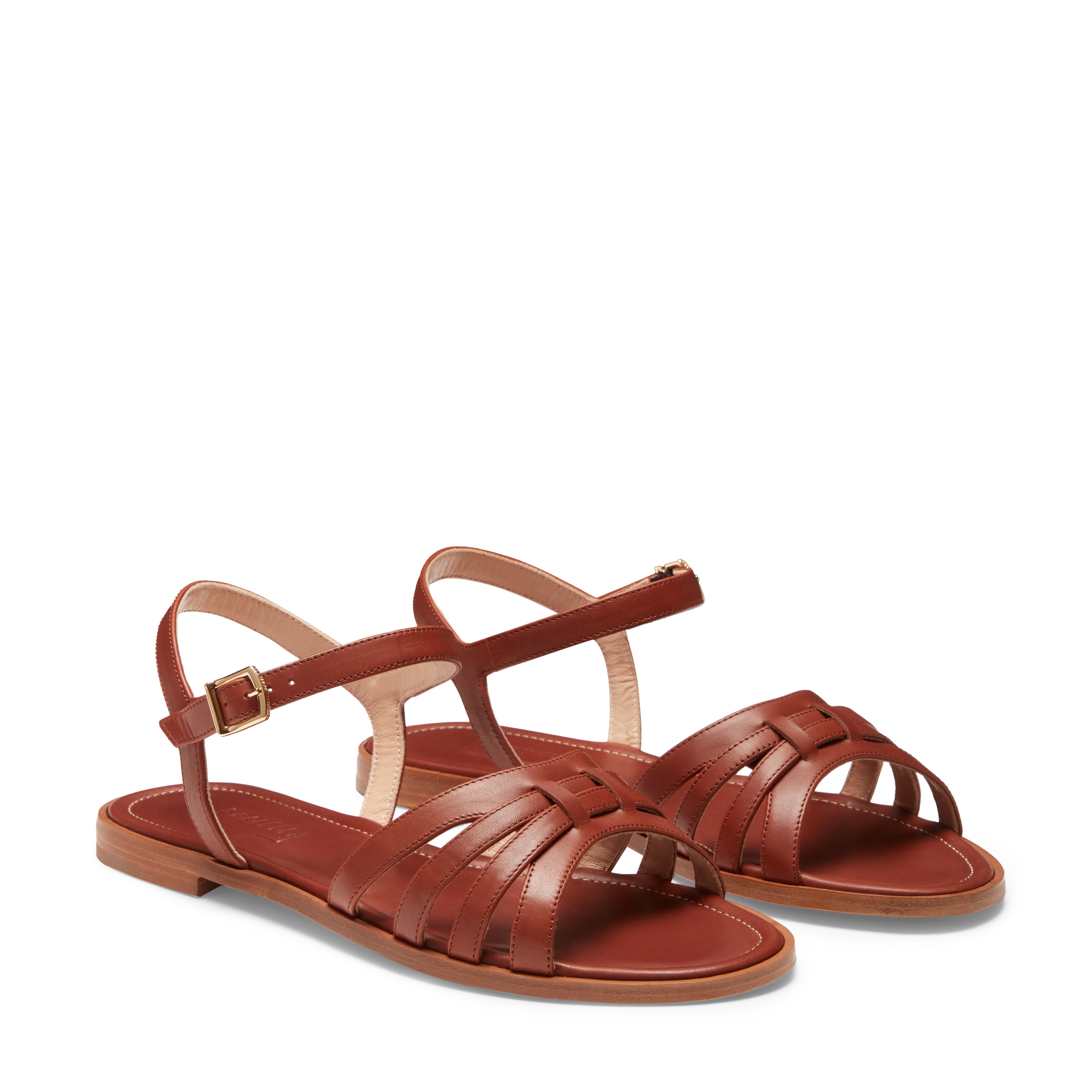 F.lli Rossetti Sandalo Donna Pelle Mandorla Flat Intrecciato