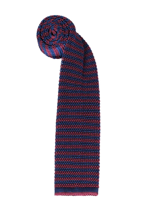 Stefano Bemer SV5005 Cravatta Seta Bordeaux Blu Righe