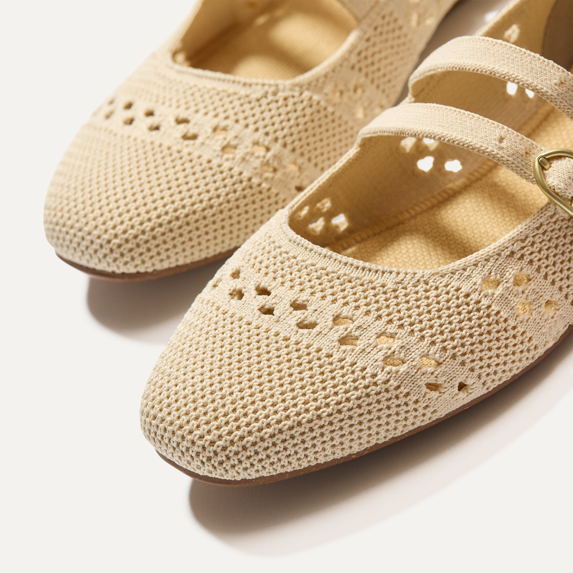 Rothy's The Double Buckle Mary Jane ballerine Powder Crochet avorio