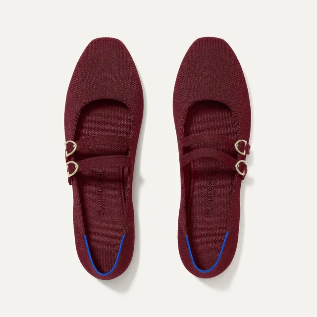 Rothy's The Double Buckle Mary Jane ballerine Cabernet bordeaux