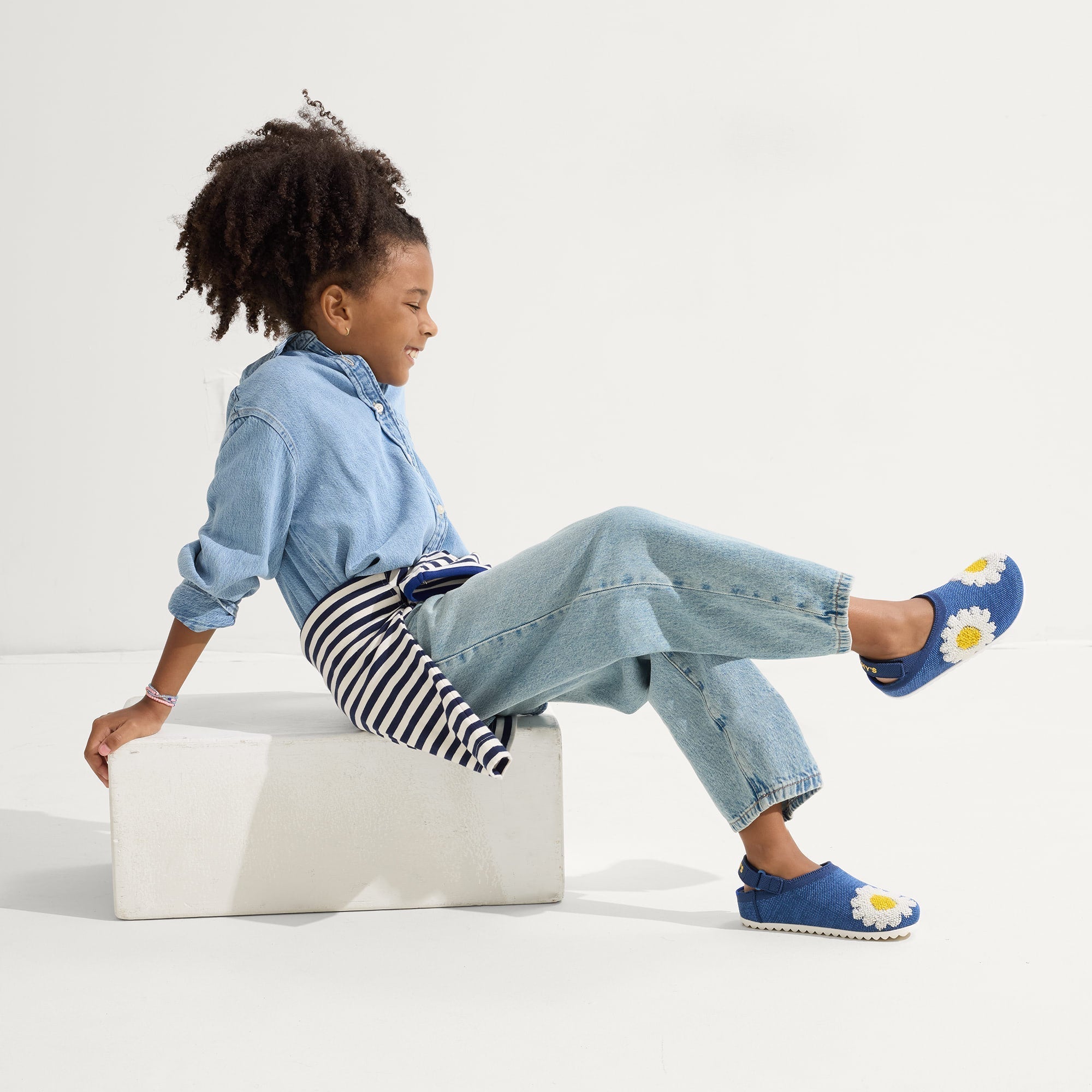 Rothy's The Kids Clog zoccoli bimbo Indigo Daisy blu fiori