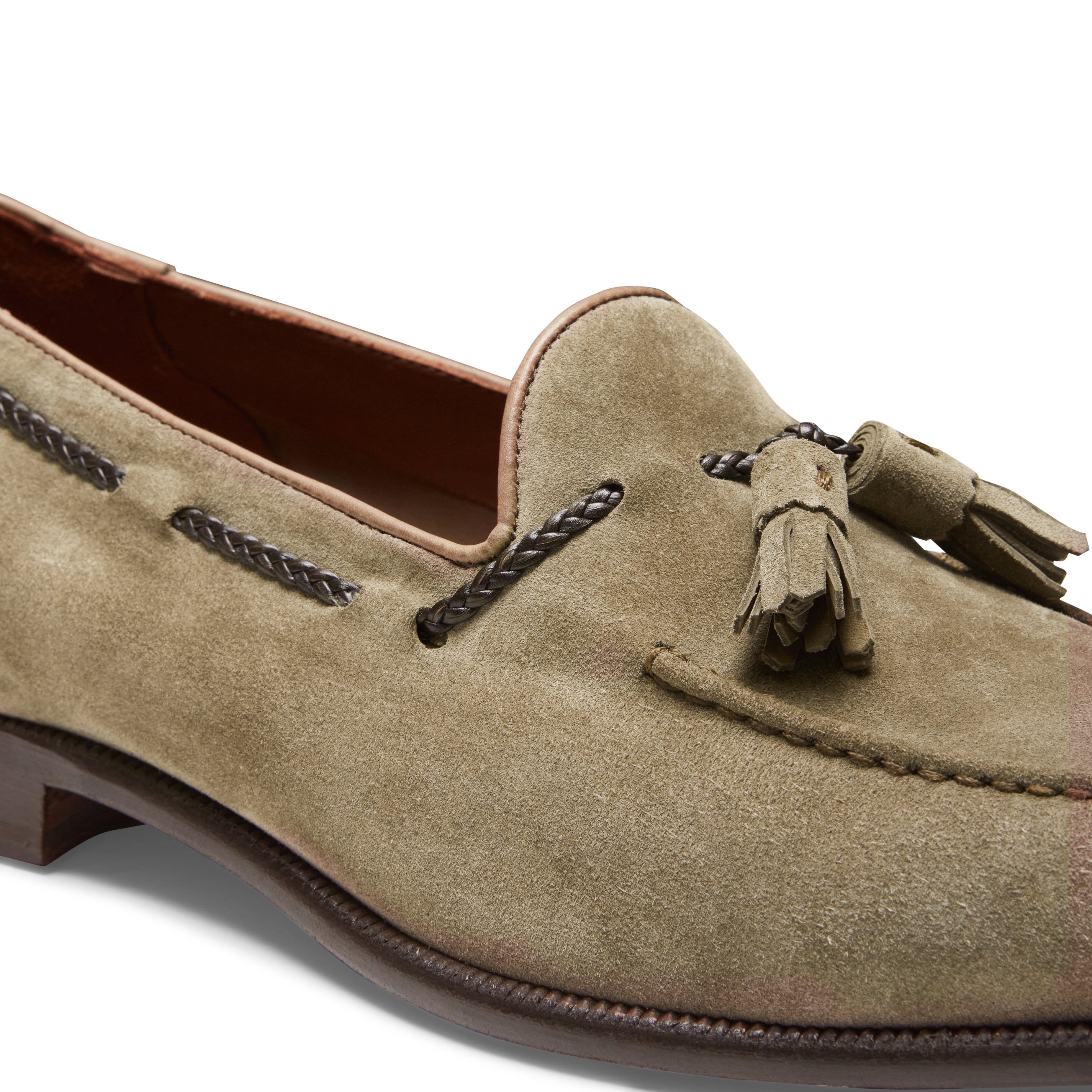F.lli Rossetti Brera mocassino suede muschio nappine