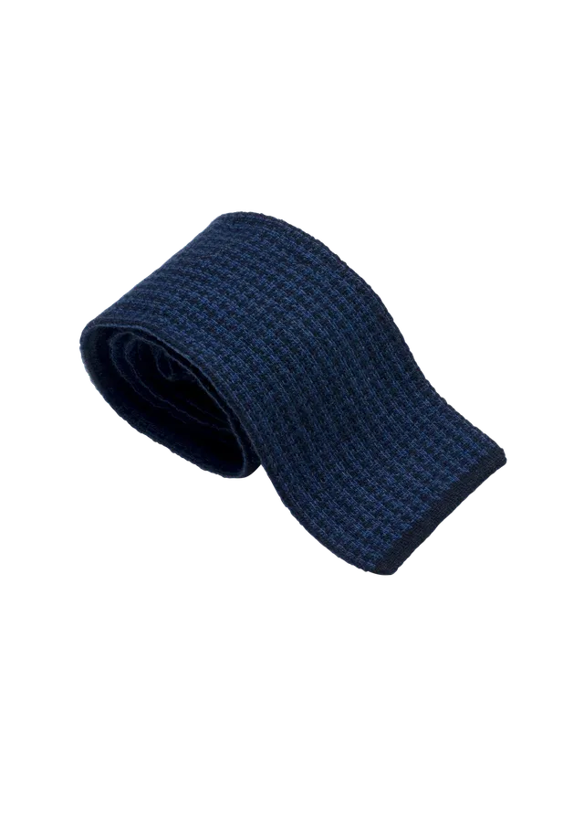 Stefano Bemer Ties Maglia Pattern 3 cravatta lana blu navy 8 cm