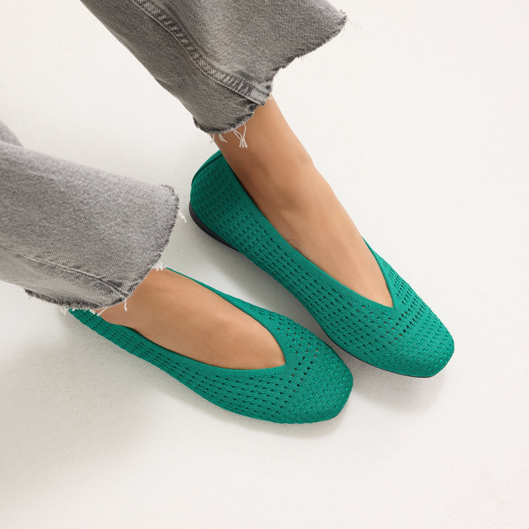 Rothy's The Max Square Ballerina ballerine clover mesh verde