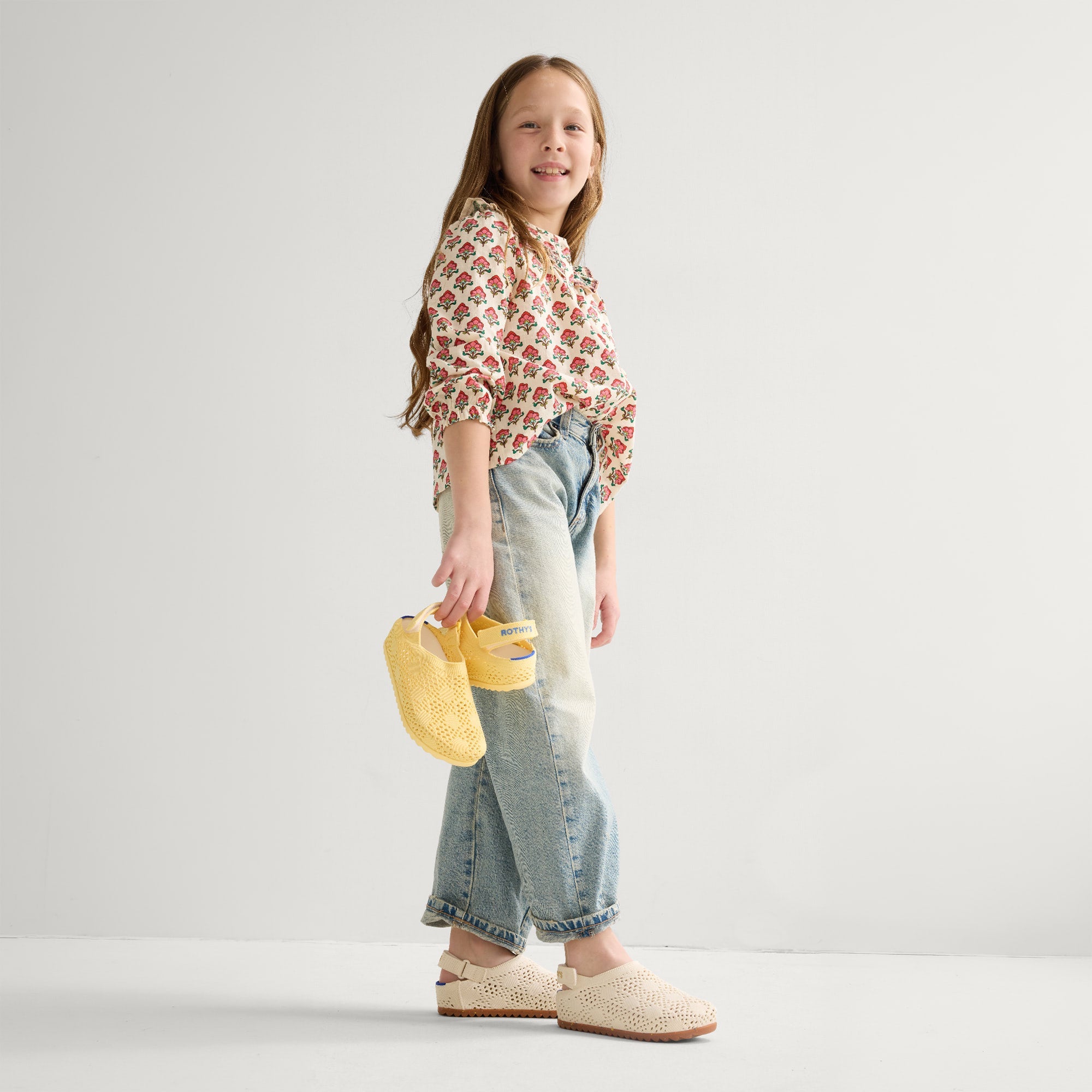 Rothy's The Kids Clog zoccoli bimbo White Crochet bianco
