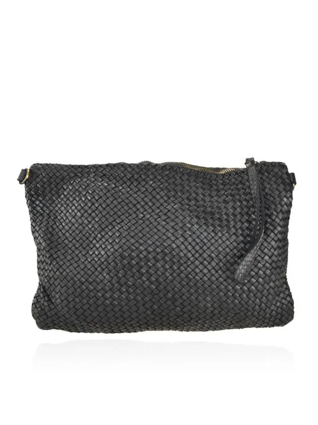 Sandro Barbera BAAY24 Pochette Nera Pelle Intrecciata