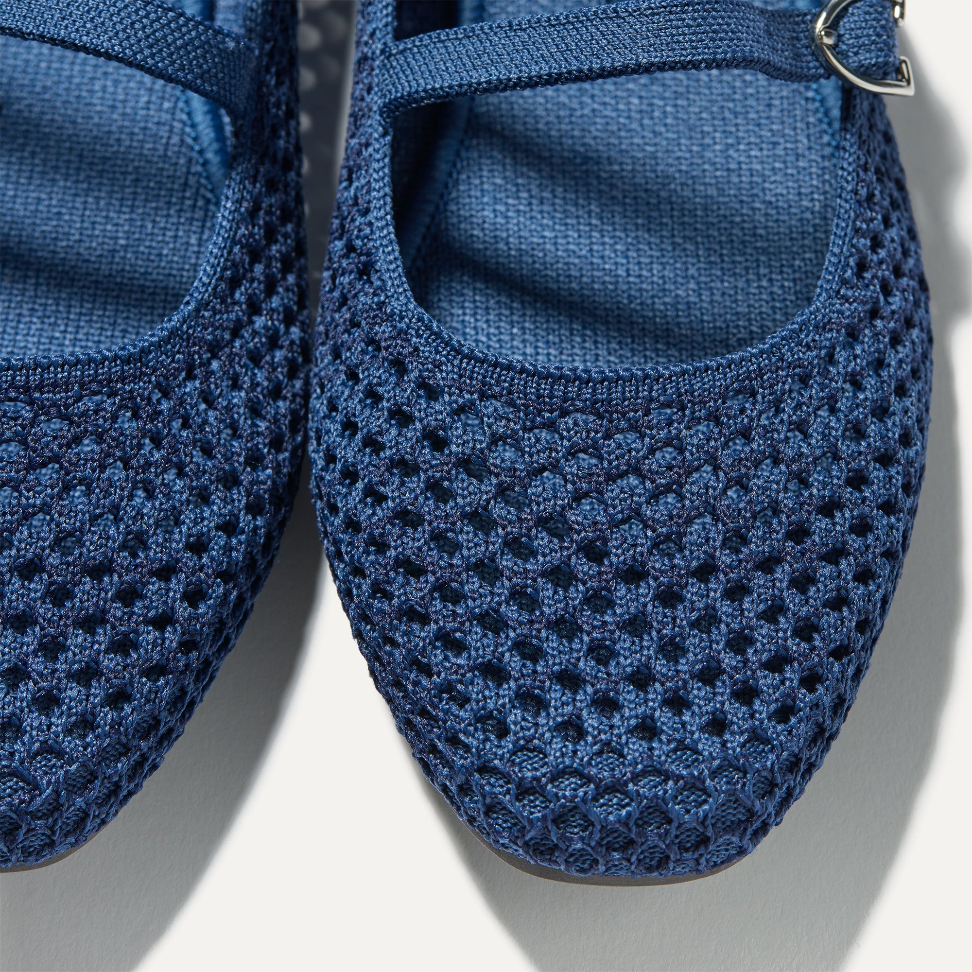 Rothy's The Double Buckle Mary Jane ballerine Blue Mesh traforata