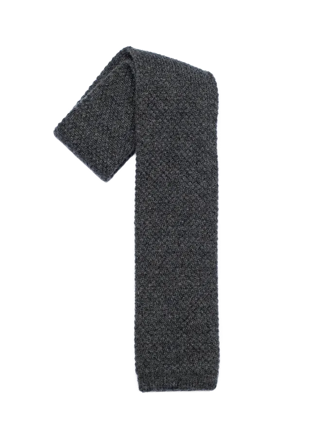 Stefano Bemer cravatta antracite lana maglia 8 cm