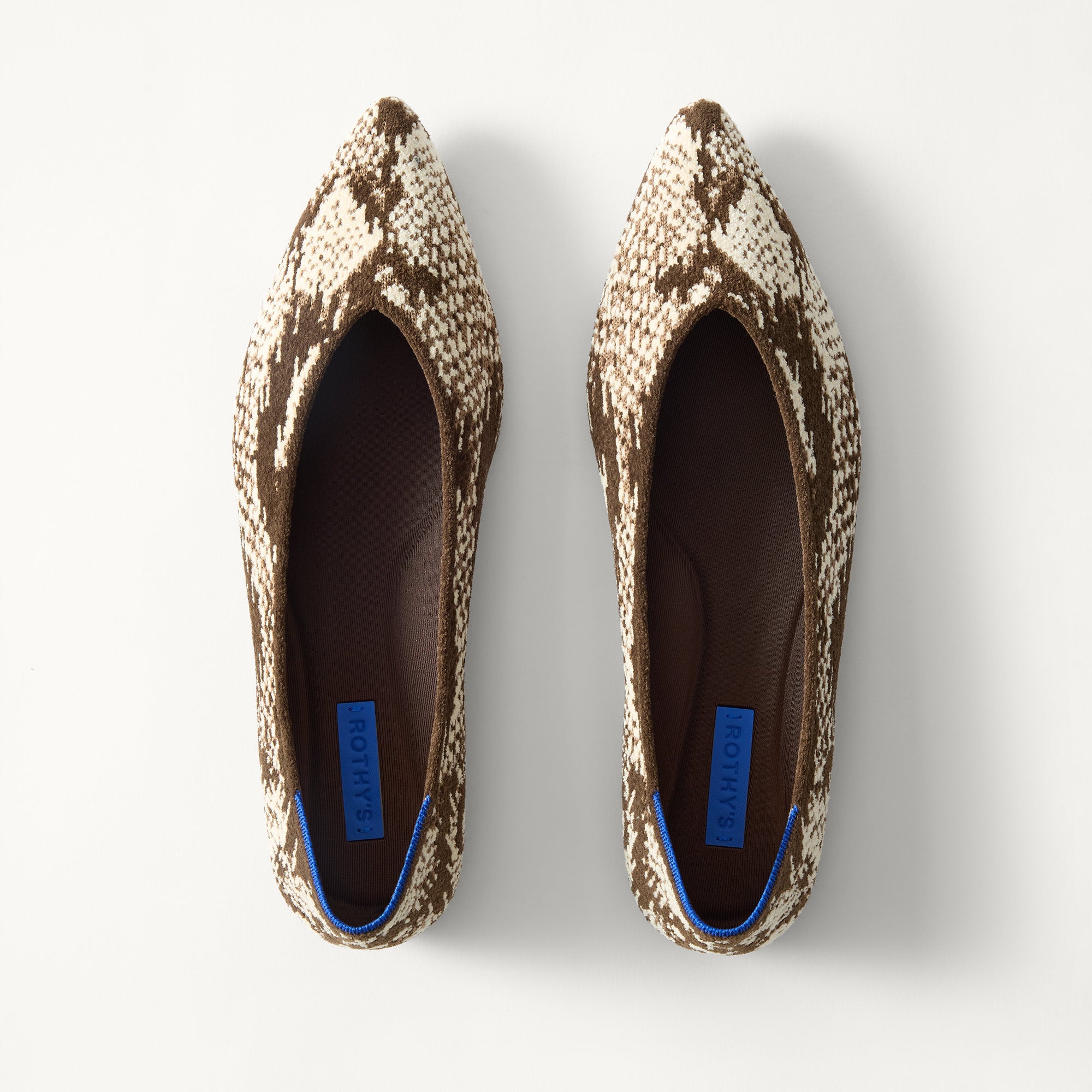 Rothy's The Point III ballerine ReVelvet Brown Python pitonate
