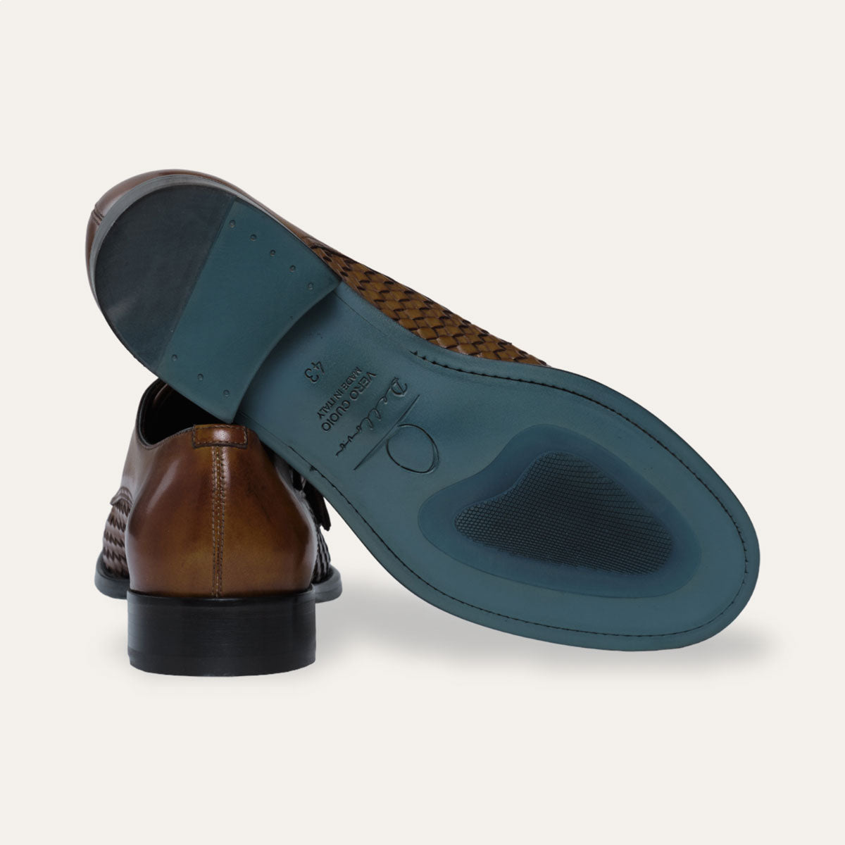 Dellovo Sannazzaro monk strap uomo tan intrecciato