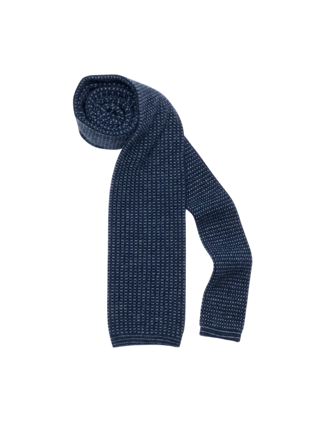 Stefano Bemer Ties cravatta lana maglia blu azzurro 8 cm