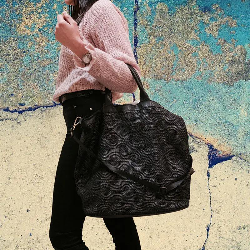 Sandro Barbera Baay69 Borsa Nero intreccio pelle italiana