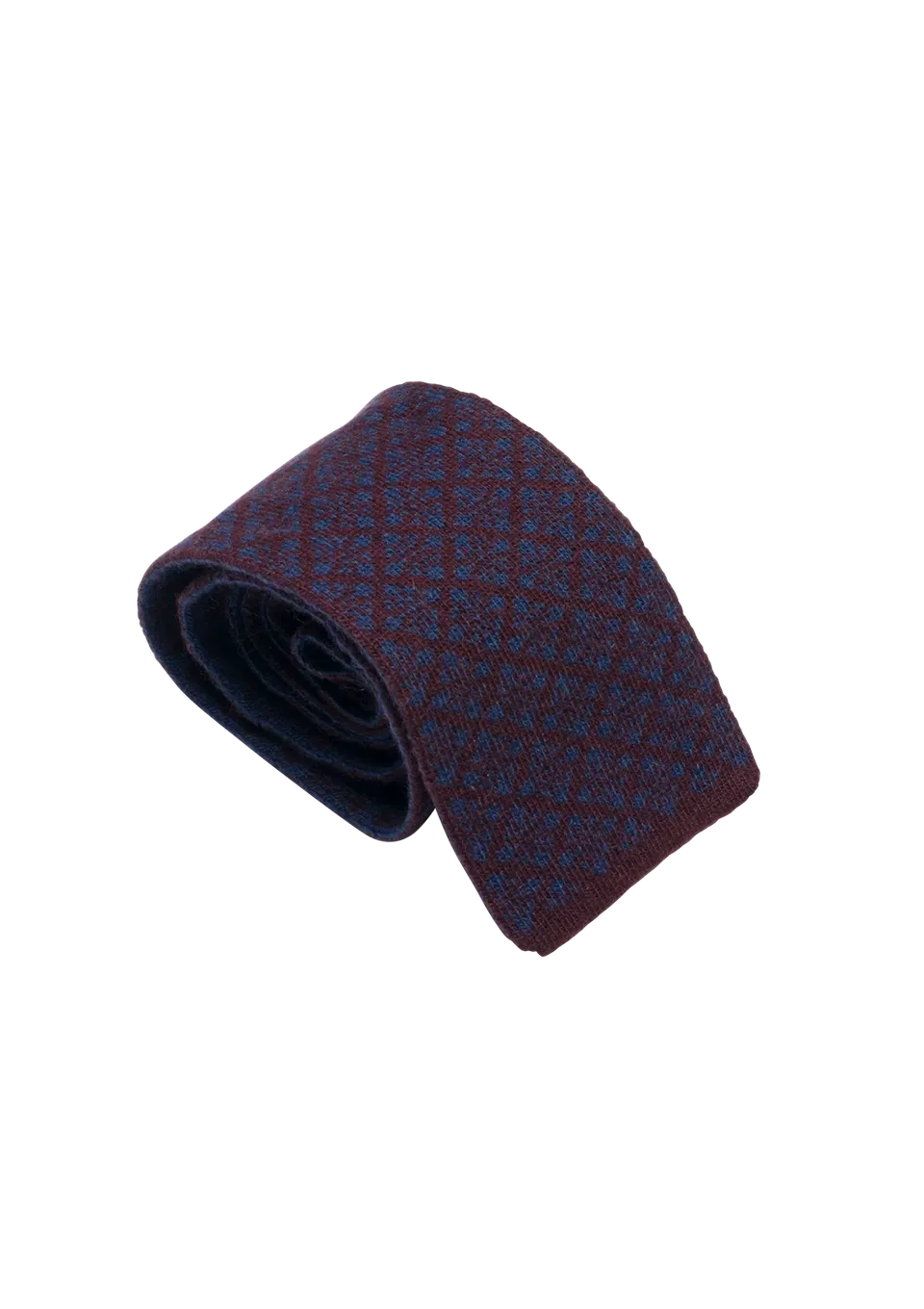 Stefano Bemer Cravatta Maglia Lana Bordeaux Blu 8 cm