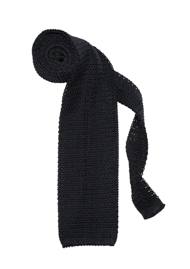 Stefano Bemer Maglia Cravatta Seta Grigio Carbone 8 cm