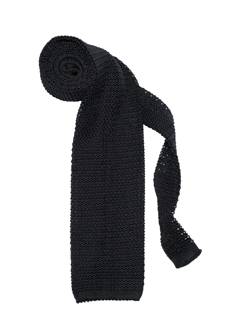 Stefano Bemer Maglia Cravatta Seta Grigio Carbone 8 cm