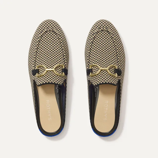 Rothy's The Double Bit Loafer Mule mocassini check nero