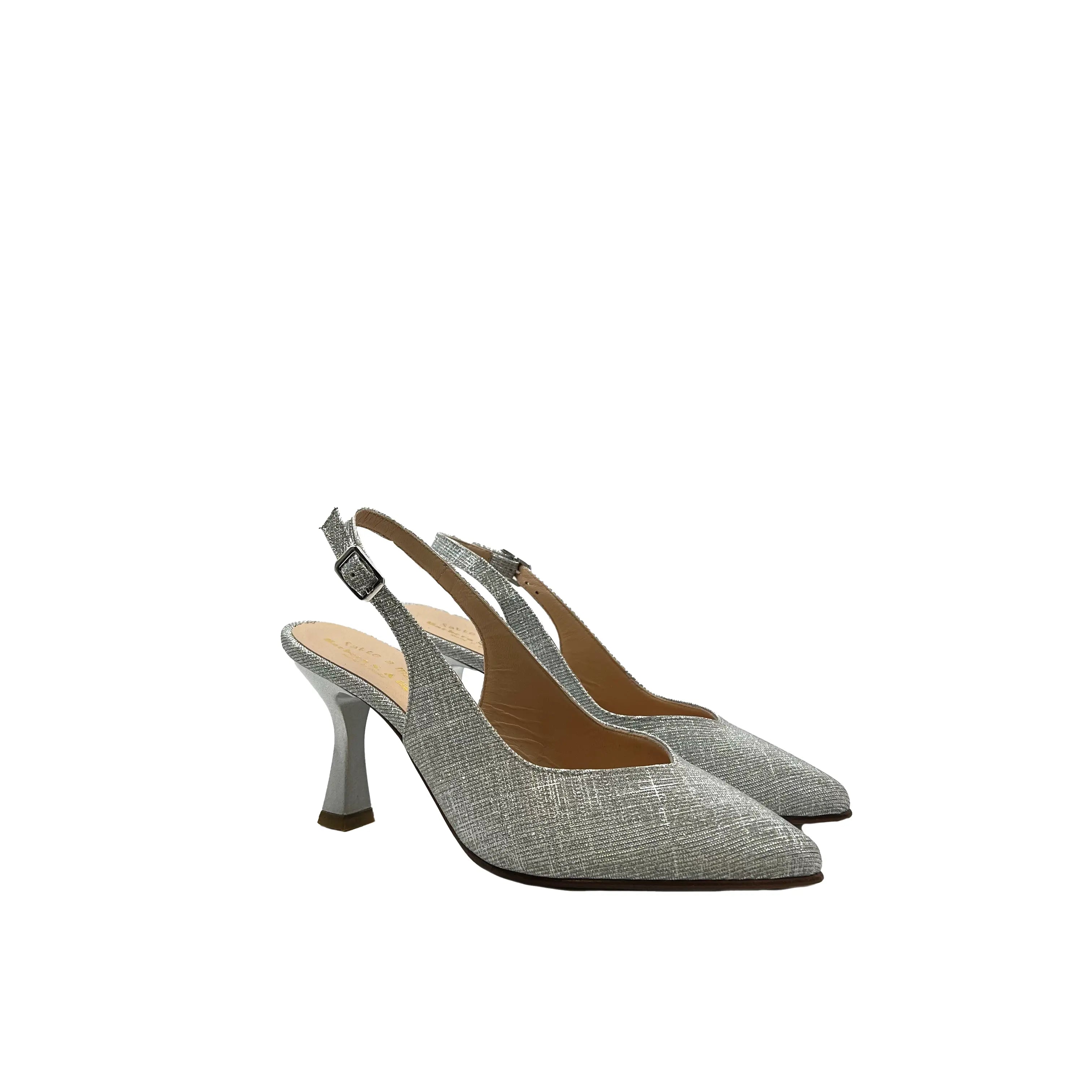 Sandro Barbera 704 Sandalo Chanel Silver Tacco 75 Pelle