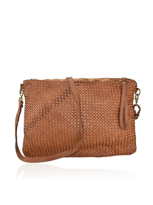 Sandro Barbera BAAY24 Pochette pelle intrecciata cuoio