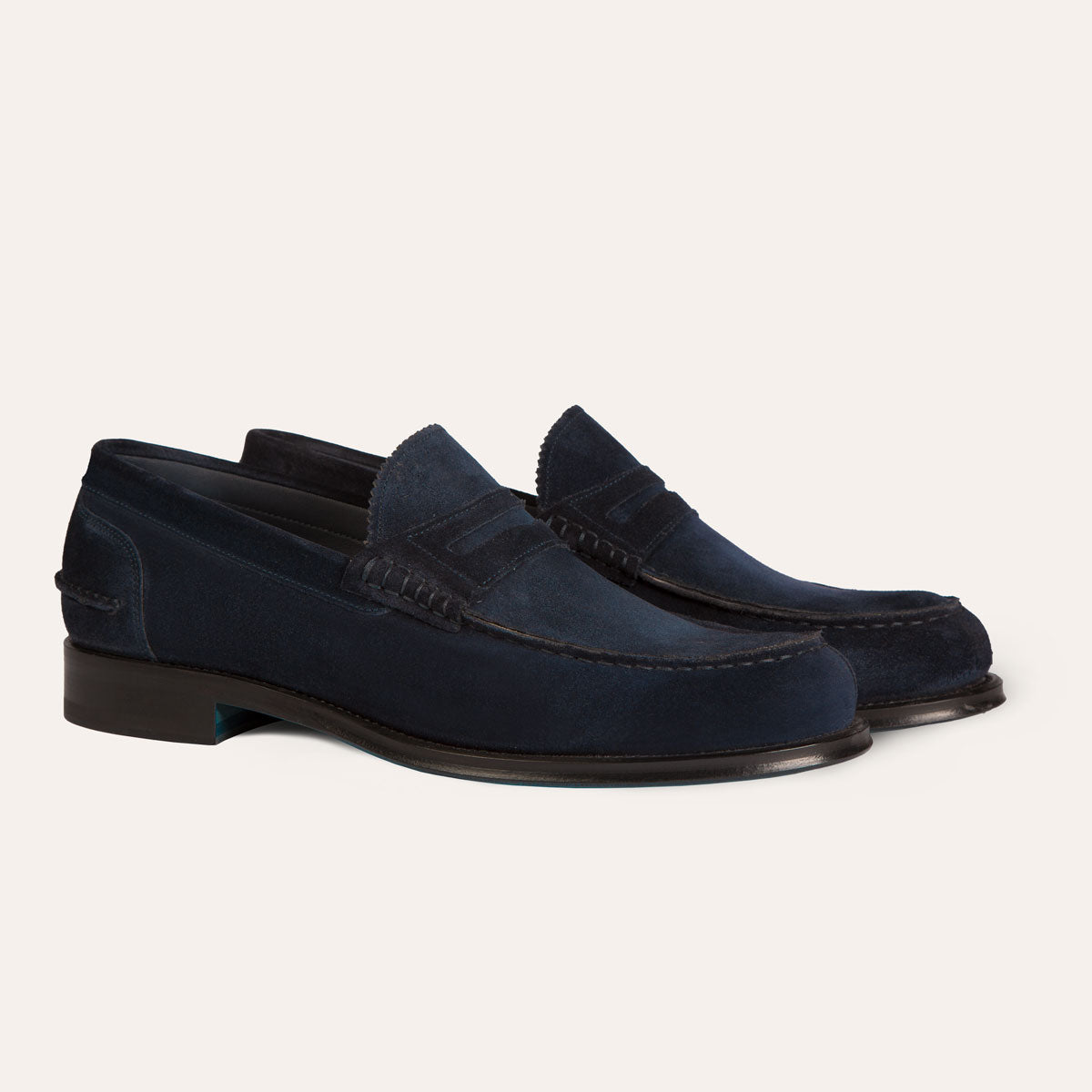 Dellovo Foria mocassino camoscio blu cuoio