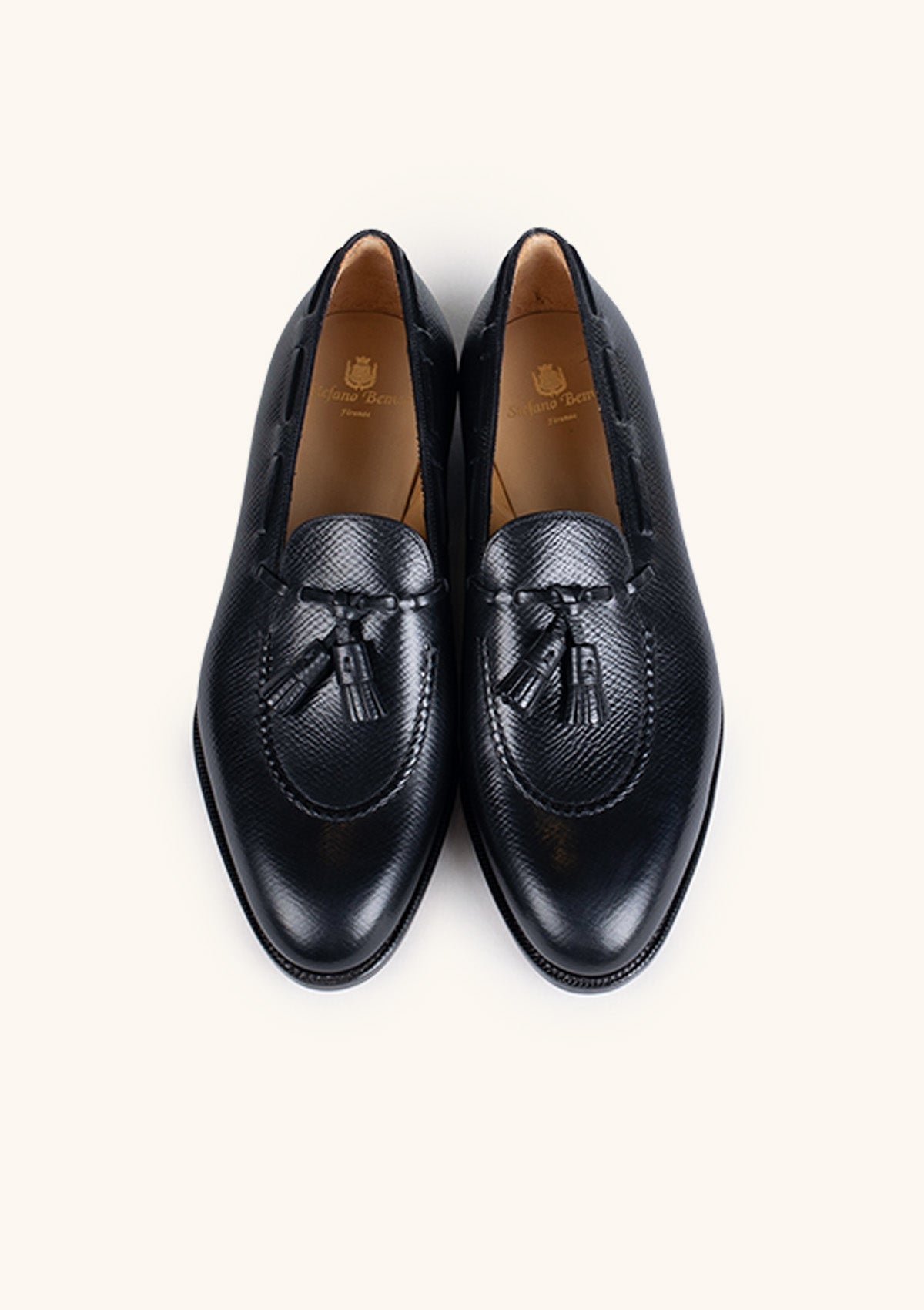 Stefano Bemer E1327 mocassini nappe pelle nera taglia 43