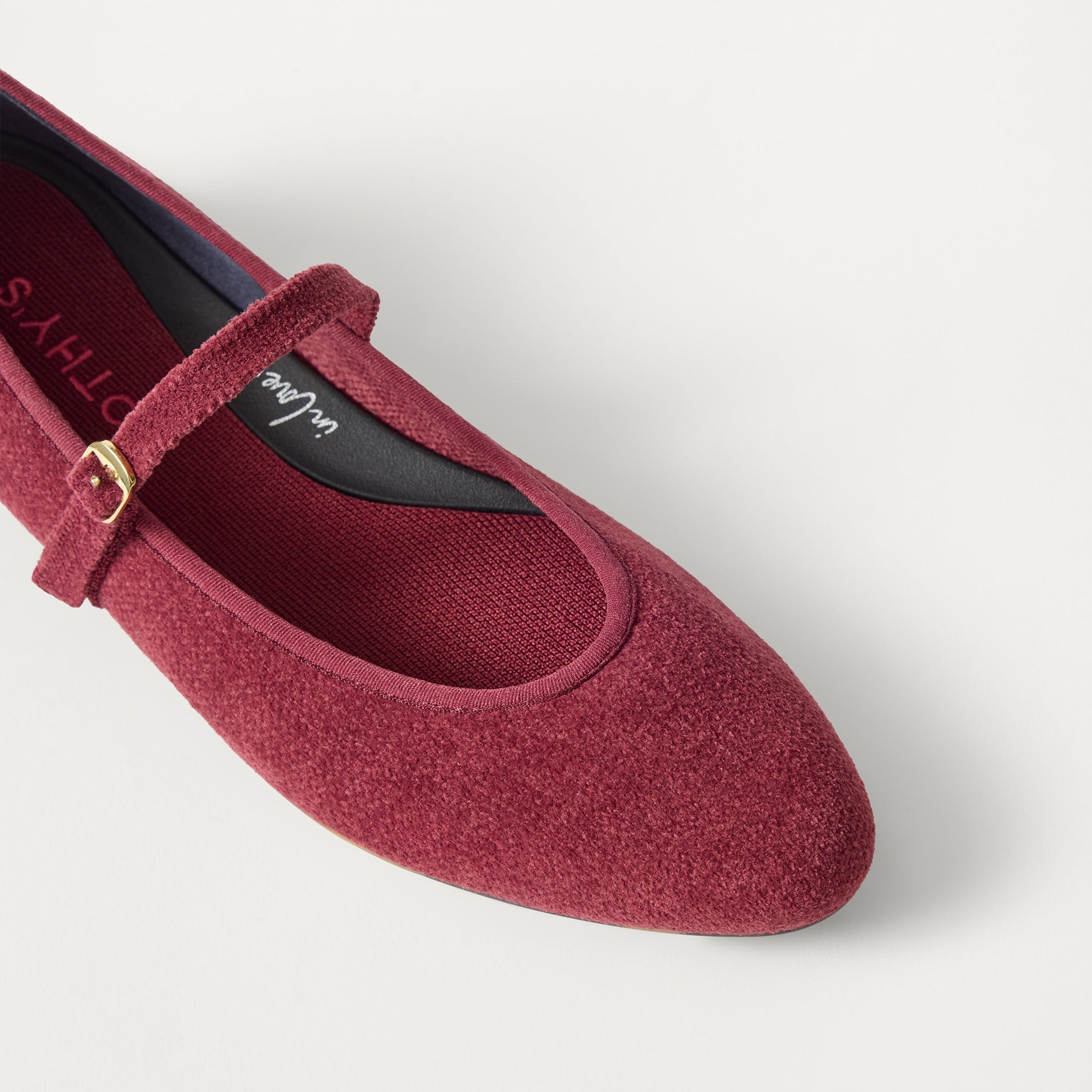Rothy's Almond Mary Jane ballerine ReVelvet Cabernet bordeaux
