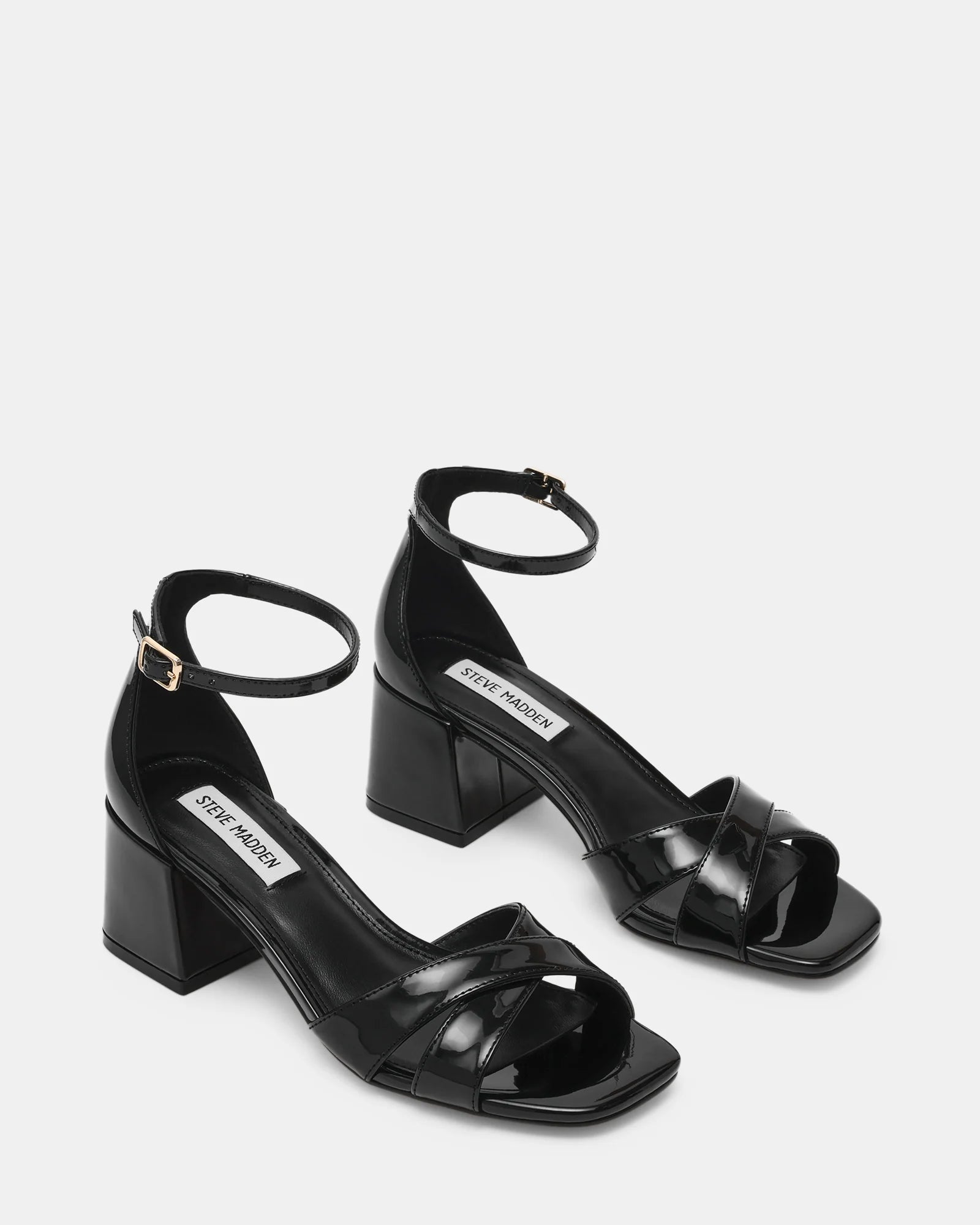 Linea Elle Fergie sandalo donna nero vernice tacco 5,5 cm