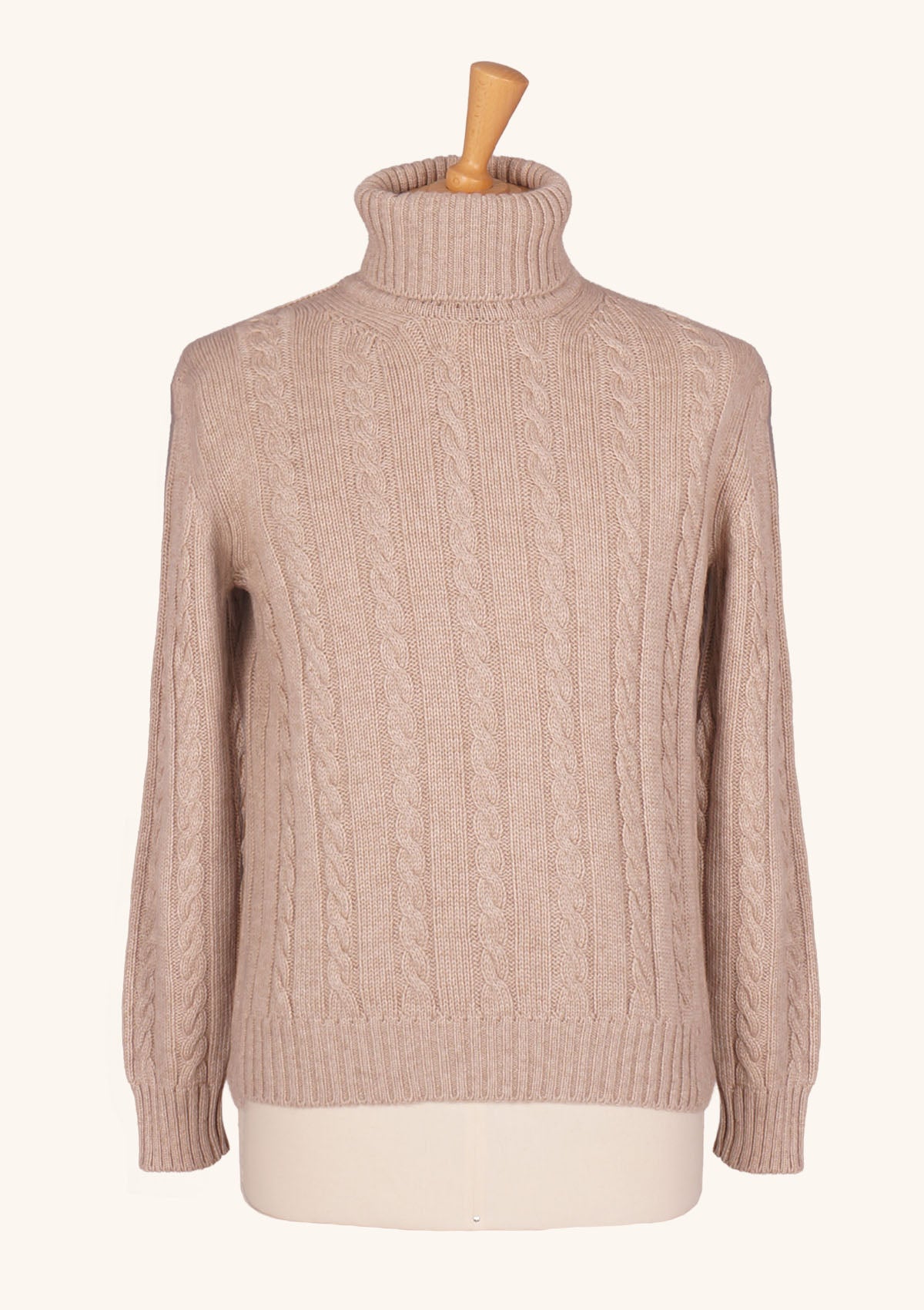 Stefano Bemer dolcevita beige cashmere taglia 50 trecce